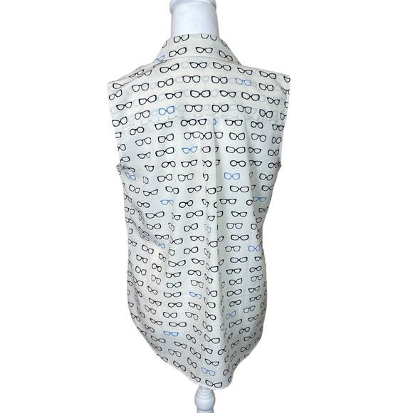Talbots Nantucket Blouse Eyeglasses Collared Button up Sleeveless Medium Eyewear - Picture 5 of 9